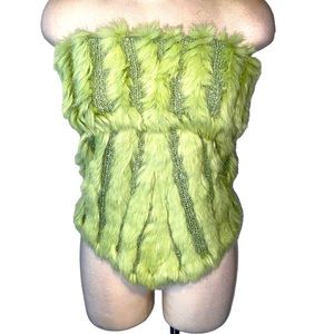 Bebe Women’s Rabbit Fur Strapless Top